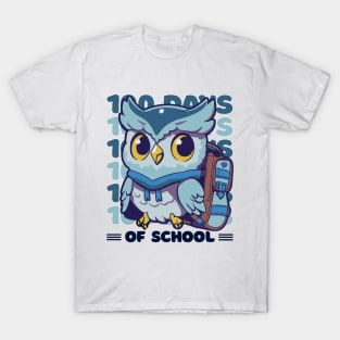 100 days of school typography featuring a Cute owl with a bagpack #1 T-Shirt